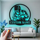 Cartel de metal LED personalizado para soldadores, regalo para mecánicos, decoración de taller