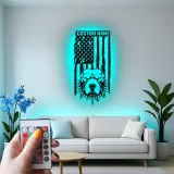 Custom American Bully LED Metal Sign | Patriotic USA Flag Wall Art | Personalized Dog Lover Gift | Illuminated Man Cave Decor