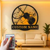 Insegna in metallo LED a forma di violino personalizzata, regalo per musicisti, decorazione per stanza musicale per amanti del violino