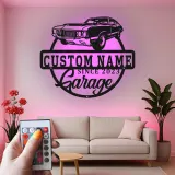 Insegna in metallo personalizzata con luce LED per auto classiche - Regalo per lui, decorazione automobilistica per man cave