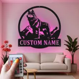 Personalisierte Wolf Berg LED Licht Metall-Wandkunst Geschenk für Naturliebhaber Rustikale Kabinendekoration