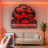 Cartel de metal LED personalizado de Shih Tzu, regalo para amantes de los perros, decoración para sala de estar