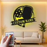 Personalized Pickleball LED Sign | Custom Name Metal Wall Art | Game Room Decor for Player | Sports Club Light