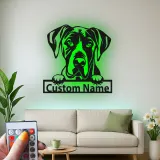Insegna in metallo LED personalizzata per amanti dei cani con Alano - Regalo per la sala da pranzo