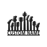 Panneau métallique personnalisé guitare avec LED | Décoration murale musicale sur mesure | Décoration murale en métal pour guitariste | Cadeau musicien