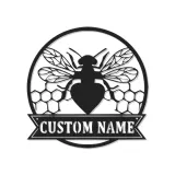 Décoration murale en métal LED personnalisée avec abeille - Cadeau pour apiculteurs, décoration de cuisine ou de jardin