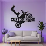 Personalisierte Motocross LED-Leuchte | Individuelle Metall-Wandkunst für den Man Cave | Geschenk für Extremsportler