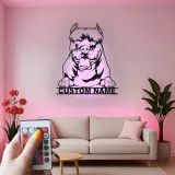 Custom Pit Bull LED Metal Sign | Personalized Dog Silhouette Decor | Pet Memorial Wall Art | Unique Gift for Dog Lovers