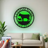 Custom Farm Cow and Calf Led Light Metal Wall Art Personalized Ranch Gift Rustic Farmhouse Decor