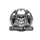 Décoration murale en métal personnalisée Crâne de Cowboy avec rétroéclairage LED - Cadeau personnalisé pour les passionnés de western - Décor de man cave