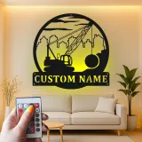 Décoration murale en métal LED de grue de construction, cadeau unique pour les bâtisseurs, décoration de bureau ou d'atelier