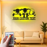 Insegna in Metallo con Pecora Personalizzata | Arte Murale LED per Fattoria | Decorazione con Nome Personalizzato per Nursery o Regalo per Ranch Rustico