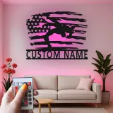 Cartel de metal LED personalizado con bandera americana para soldados, regalo militar para veteranos, decoración patriótica del hogar