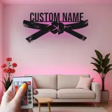 Décoration murale LED d'arts martiaux | Panneau en métal ceinture noire personnalisé pour décor de dojo et studio | Cadeau pour instructeur de Karate