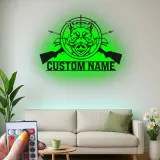 Personalized Wild Boar Hunting Sign | LED Metal Wall Art | Custom Hunter Name Decor for Cabin & Man Cave | Gift for Hunter