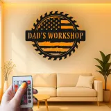 Décoration murale en métal LED personnalisée pour l'atelier de papa - cadeau parfait pour lui - décoration de garage ou d'atelier