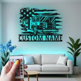 Cartel LED de bombero personalizado | Arte mural de metal de camión de bomberos personalizado | Regalo para primer respondedor | Decoración de pared de estación de bomberos