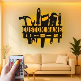 Custom Handyman Tools Sign | LED Metal Wall Art | Personalized Carpenter Workshop Decor | Industrial Garage Plaque