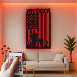 Personalized Soldier Metal Flag | Custom Army Name Sign for Veteran | Patriotic LED Wall Art & Military Decor