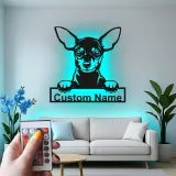 Décoration murale en métal personnalisée Chihuahua avec Rétroéclairage - Cadeau pour Amateurs de Chiens - Décor de Salon