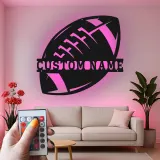 Insegna personalizzata con nome per football | Arte murale in metallo LED | Regalo personalizzato per atleta | Arredo per sala giochi e cameretta ragazzi