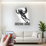 Panneau LED de Motoneige Personnalisé | Art Murale en Métal Personnalisé pour Motard | Décoration de Garage de Sports Extrêmes | Cadeau d'Aventure d'Hiver