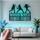 Insegna LED personalizzata per hockey su prato | Insegna da parete in metallo con nome su misura | Regalo per atleta o squadra | Arredo camera