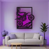 Décoration murale en métal personnalisée pour motocross avec rétroéclairage LED - Cadeau pour lui, décoration de garage ou de man cave