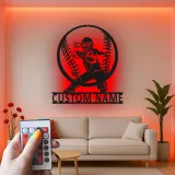 Softball Catcher LED Metal Art | Personalized Player Name Sign | Girls Sports Room Decor | Custom Athlete Gift