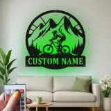Personalized Mountain Bike Metal Art | Custom Cyclist Name Sign with LED | MTB Rider Wall Decor | Gift for Biking Enthusiast