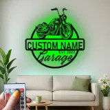 Panneau LED Moto Personnalisé | Décor Garage Biker Personnalisé | Art Mural Métallique pour Man Cave | Cadeau pour Lui