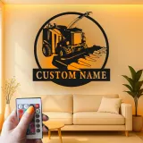 Cartel de metal personalizado con luz LED de cosechadora de forraje, regalo para agricultores, decoración agrícola para casa de campo