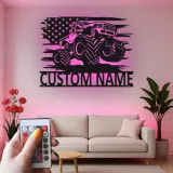 Personalisierte Monstertruck LED-Schild | Metall-Wandkunst mit amerikanischer Flagge | Maßgeschneiderte Garagen-Dekoration für das Kinderzimmer