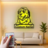 Cartel de metal personalizado con luz LED de perro de Terranova, regalo para padres de mascotas, decoración de salón de perros