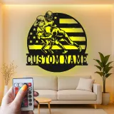 Arte Mural de Metal de Fútbol Personalizado con LED | Cartel de Nombre Personalizado para Man Cave o Habitación de Adolescentes | Regalo para Jugador de Fútbol Americano