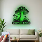 Personalisierte Pilz-Metallschild | LED Fungi Wandkunst | Vintage Wald Dekor für Naturliebhaber | Geschenk für Büro & Zuhause
