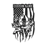 Cartel LED metálico personalizado de fútbol americano | Arte mural con nombre a medida | Decoración para habitación infantil y sala de juegos | Regalo para deportistas con bandera estadounidense