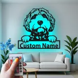 Custom Labradoodle Led Light Metal Wall Art Personalized Dog Lover Gift Living Room Pet Decor 1