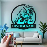 Insegna in metallo personalizzata con luce LED a forma di toro, regalo per allevatori, decorazione rustica per il soggiorno