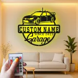 Personalisierte LED-beleuchtete Metall-Wandkunst für die Garage – Geschenk für Autofans, Garagen-Dekoschild