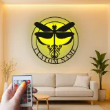 Cartel de metal personalizado con luz LED de libélula, regalo para amantes de la naturaleza, decoración para dormitorio o salón