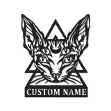 Art Mural en Métal LED de Chat Sphynx | Décor Gothique Personnalisé pour la Maison | Cadeau Personnalisé pour Amateurs de Chats Sorciers pour Salons et Studios