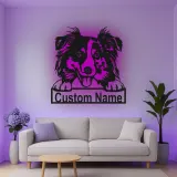 Décoration murale en métal LED personnalisée Border Collie pour les amoureux des chiens 1