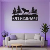 Custom Moose Metal Wall Art | Personalized LED Sign for Cabin Decor | Rustic Forest Scene for Outdoorsman Gift | Backlit Wildlife Art