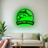 Enseigne en métal Marlin Fish personnalisée | Décor de pêche LED sur mesure | Cadeau pour pêcheur pour man cave | Art mural de maison au bord du lac