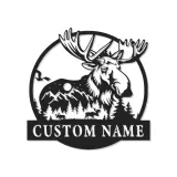 Custom Moose Metal Sign with LED | Personalized Wildlife Wall Art for Cabin Decor | Rustic Lodge & Hunter Gift