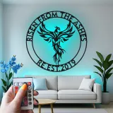 Panneau Métallique LED Phoenix Éveillé | Décoration Murale Personnalisée pour Logo d'Entreprise | Décor Inspirant pour Bureau et Studio