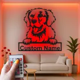 Custom Golden Retriever Led Light Metal Wall Art Personalized Dog Lover Gift Living Room Pet Decor 1