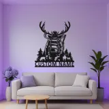 Custom Deer Hunter Metal Sign | LED Light Wall Art | Personalized Cabin Decor | Gift for Outdoorsman | Hunting Man Cave Sign