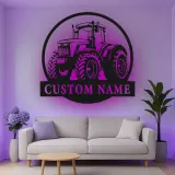 Cartel de metal LED de tractor personalizado Regalo para agricultores Decoración rústica para granero o sala de estar